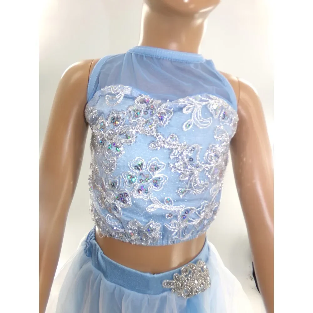 Pre-Owned Dance Costume Medium Child Blue Costume Gallery 17229 Lyrical Ballet